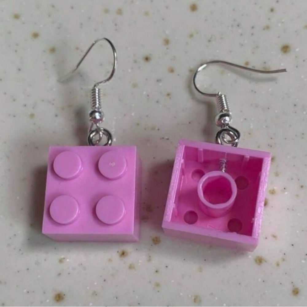 🆕 Pink LEGO Block Earrings